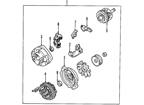 1993 Pontiac Firebird Alternator Bearing, Generator Rotor Shaft Slip Ring End Diagram for 10474532