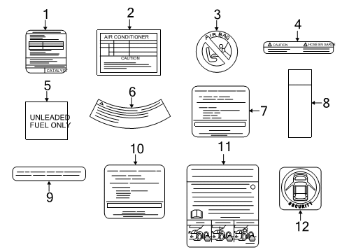 2015 Nissan Pathfinder Information Labels Label-Caution, Air Conditioner Diagram for 27090-C988B