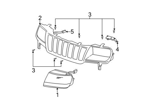 2004 Jeep Grand Cherokee Headlamps Park And Turn Headlamp Diagram for 55155574AG