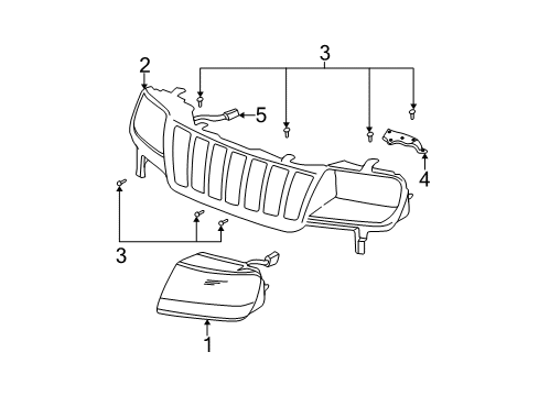 2003 Jeep Grand Cherokee Headlamps Park And Turn Headlamp Diagram for 55155129AJ