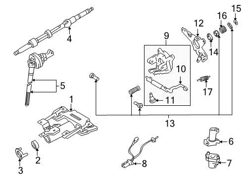 2002 Toyota Sequoia Steering Column & Wheel, Steering Gear & Linkage Shaft Assy, Steering Main Diagram for 45210-0C020