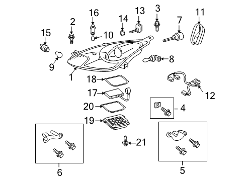 2003 Toyota Celica Bulbs Headlamp Motor Diagram for 85661-22020