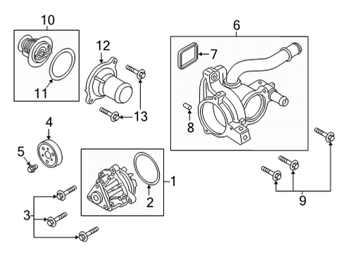 2022 Ford Bronco Water Pump Thermostat Diagram for LB5Z-8575-C