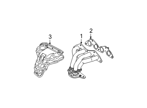 2001 Honda Civic Exhaust Manifold Cover, Exhuast Manifold Diagram for 18120-PLD-000