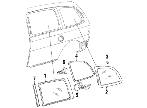 2000 Ford Windstar Side Panel - Glass & Hardware Weatherstrip Diagram for XF2Z-1629905-AA