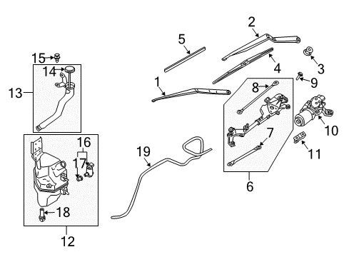 2003 Infiniti G35 Wiper & Washer Components Window Wiper Blade Assembly Diagram for 28890-AM805