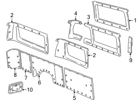 2000 Dodge Ram 2500 Van Interior Trim - Side Panel Panel-B Pillar Diagram for 5FA25RC3AE