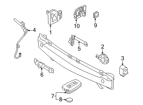 2010 Hyundai Genesis Keyless Entry Components Burglar Alarm Antenna Assembly Diagram for 95880-3M200