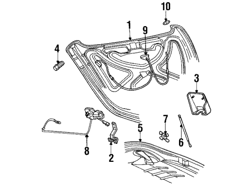 1999 Plymouth Prowler Convertible Top Bracket-Deck Lid Prop Diagram for 4815655