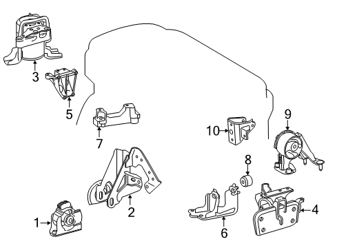 2017 Toyota RAV4 Engine & Trans Mounting Damper Diagram for 12351-37020