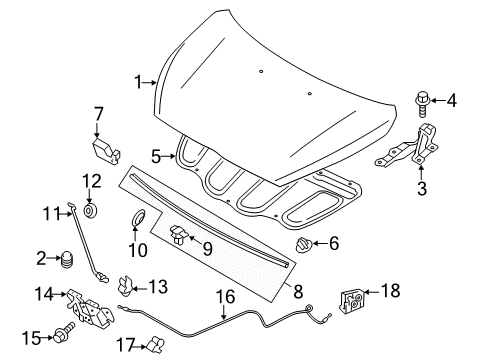 2020 Mitsubishi Mirage G4 Hood & Components Bolt Diagram for MS240187