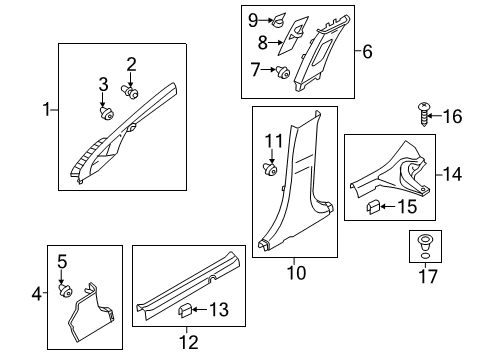 2018 Kia Rio Interior Trim - Pillars, Rocker & Floor Trim Assembly-Front Pillar Diagram for 85810H9000BF3