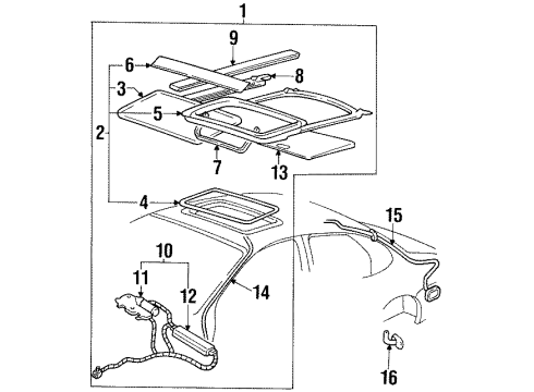 1996 Mercury Sable Sunroof Air Deflector Diagram for F6DZ-54500A26-AA