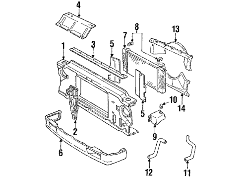 1993 Chevrolet S10 Radiator & Components, Radiator Support Radiator Assembly Diagram for 52463824