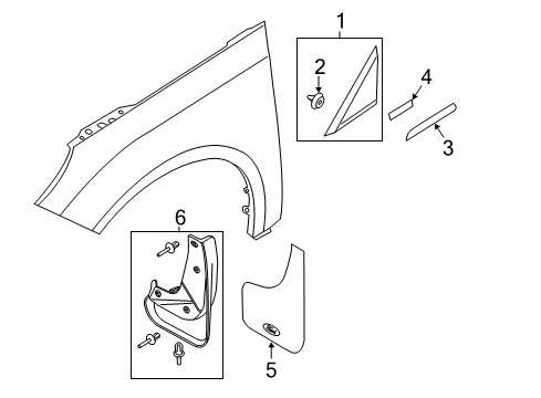 2015 Ford Focus Exterior Trim - Fender Corner Molding Clip Diagram for BM5Z-14197-A