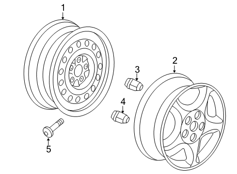 2007 Saturn Relay Wheels Wheel, Steel Diagram for 9596018