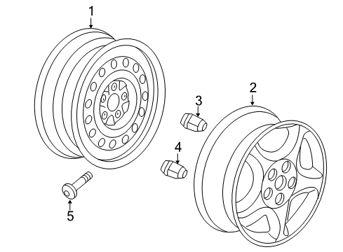 2005 Saturn Relay Wheels Wheel Rim-17X6.5 Aluminum 52Mm Outside 115.0Mm Bellcrank *Sparkle Slvr Diagram for 9595527