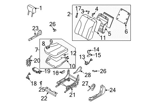 Diagram for 2008 Nissan Maxima Front Seat Components 