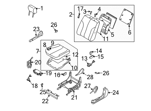 2004 Nissan Maxima Front Seat Components Seat Slide Switch, Left Diagram for 87066-EA20A