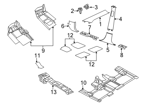 2020 Jeep Grand Cherokee Interior Trim - Pillars SILENCER-Tunnel Diagram for 68161202AB