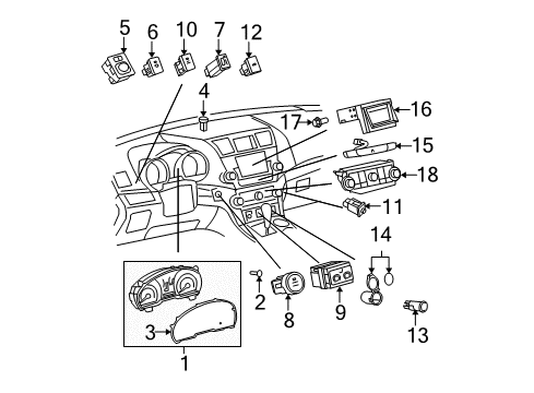 2011 Toyota Highlander Cluster & Switches, Instrument Panel Meter Assembly, Combination Diagram for 83800-0E390