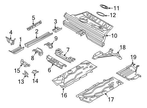 2017 Mini Cooper Countryman Pillars, Rocker & Floor - Floor & Rails FLOOR PANEL, REAR Diagram for 41007402278