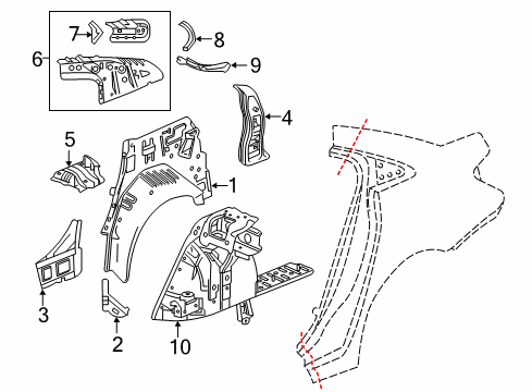 2017 Chevrolet Cruze Inner Structure - Quarter Panel Inner Wheelhouse Diagram for 39038382