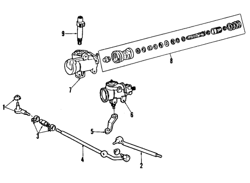 1992 Ford F-350 P/S Pump & Hoses, Steering Gear & Linkage Inner Tie Rod Diagram for E8TZ-3A130-A