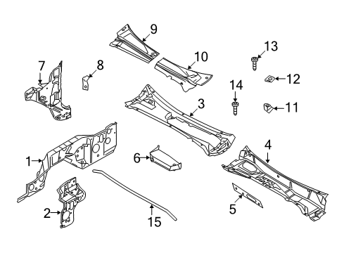 2008 Ford F-350 Super Duty Cab Cowl Vent Panel Diagram for 7C3Z-25022A69-AA