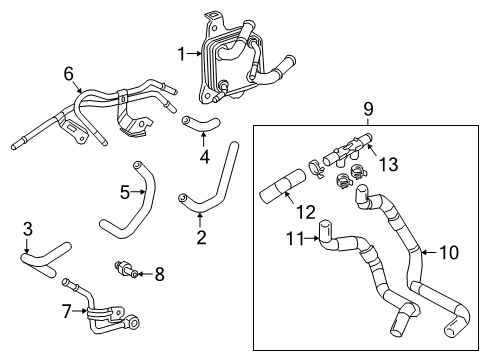 2020 Lexus ES350 Trans Oil Cooler Hose Assembly, Water By Diagram for 16260-0P100