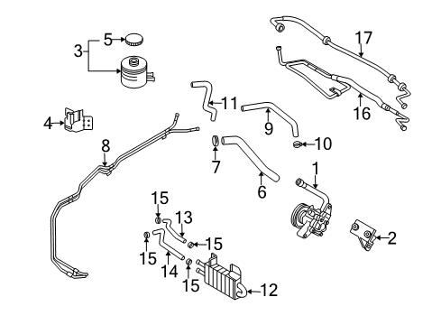 2005 Kia Sedona P/S Pump & Hoses, Steering Gear & Linkage Cooler Pipe-Complete Diagram for 0K52Y32480