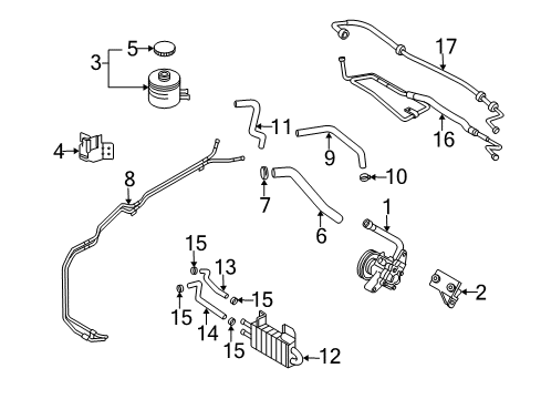 2005 Kia Sedona P/S Pump & Hoses, Steering Gear & Linkage Hose-Pressure Diagram for 0K52Y32490B