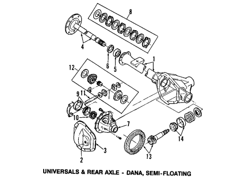 Diagram for 1994 Ford E-350 Econoline Club Wagon Rear Axle, Differential, Propeller Shaft 