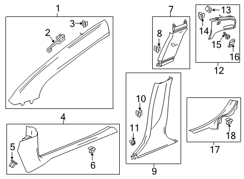 2019 Chevrolet Volt Interior Trim - Pillars, Rocker & Floor Upper Trim Cap Diagram for 22859676