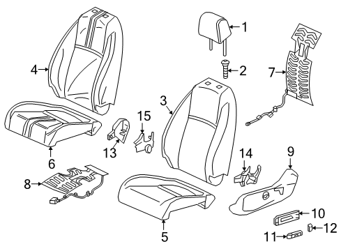 2019 Honda Civic Driver Seat Components Pad, Left Front Seat Cushion Diagram for 81537-TBA-A61