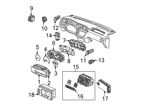 2003 Acura MDX Sunroof Switch Assembly, Heated Seat (Chamois Gray No. 3) (L) Diagram for 38535-S3V-A01ZA