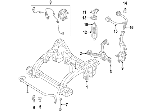2014 Jeep Grand Cherokee Front Suspension, Lower Control Arm, Upper Control Arm, Ride Control, Stabilizer Bar, Suspension Components Front Coil Spring Right Diagram for 68029620AF