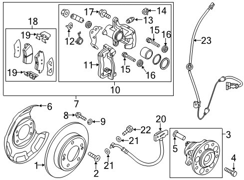 2014 Kia Soul Rear Brakes Rear Brake Caliper Kit, Left Diagram for 58310B2A00