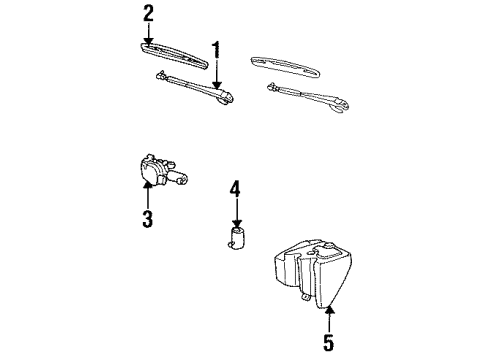 1985 Cadillac DeVille Wiper & Washer Components Arm Asm Windshield Wiper *Black Diagram for 20695024