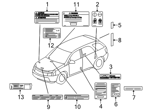 2005 Chevrolet Equinox Information Labels AC Label Diagram for 22731788