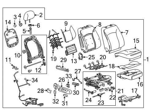 2014 Chevrolet Malibu Passenger Seat Components Heater Asm-Front Seat Cushion Diagram for 22781152