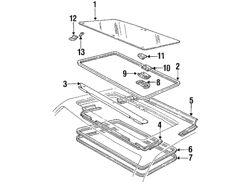 1984 Buick Century Sunroof W/Strip Roof Panel Opening Roof Vent Diagram for 20534580