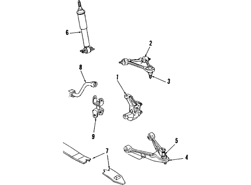 1988 Chevrolet Corvette Front Suspension Components, Lower Control Arm, Upper Control Arm, Stabilizer Bar Arm Asm-Front Upper Control Diagram for 10165310