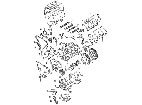 2000 Infiniti I30 Engine Parts, Mounts, Cylinder Head & Valves, Camshaft & Timing, Oil Pan, Oil Pump, Crankshaft & Bearings, Pistons, Rings & Bearings INSULTR ASY-Engine Mnt, Front R Diagram for 11270-2Y010