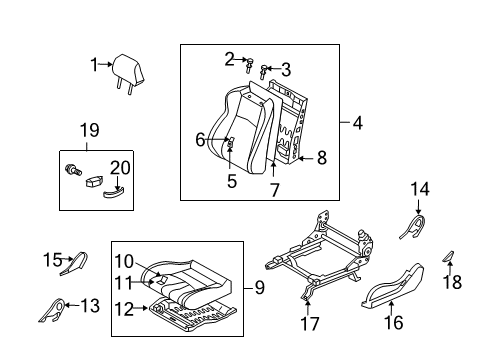 2005 Nissan 350Z Power Seats Cushion Assembly - Front Seat Diagram for 87350-CF41B