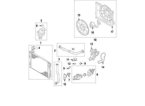 2015 Hyundai Azera Cooling System, Radiator, Water Pump, Cooling Fan Radiator Assembly Diagram for 253103R501