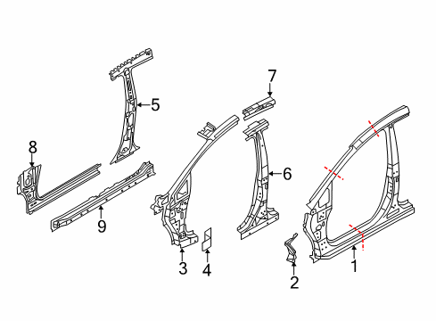 2013 Ford Fiesta Hinge Pillar Hinge Pillar Reinforcement Diagram for AE8Z-5402038-A