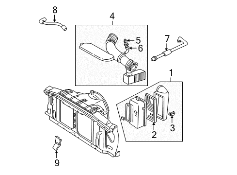 1994 GMC Sonoma Filters Duct Asm-Air Cleaner Outlet Rear (W/ Intake Air Temperature Se Diagram for 25160746