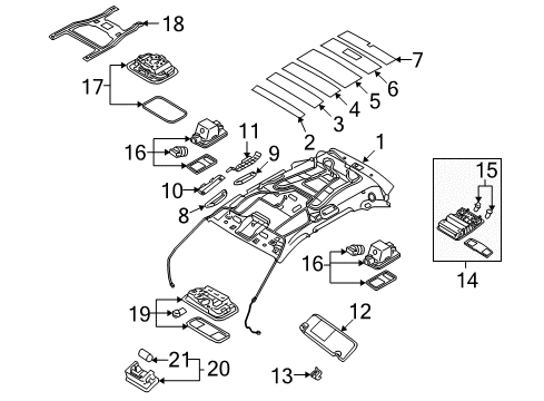 2008 Hyundai Veracruz Interior Trim - Roof Bracket-Room Lamp Mounting Diagram for 92815-3J300