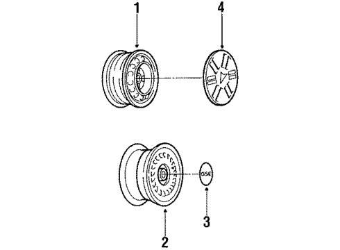 1993 Pontiac LeMans Wheels Wheel Cover Center Cap Diagram for 96133756